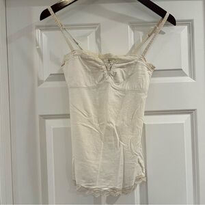 American Eagle Outfitters Off-White Lace Trim Cami Top